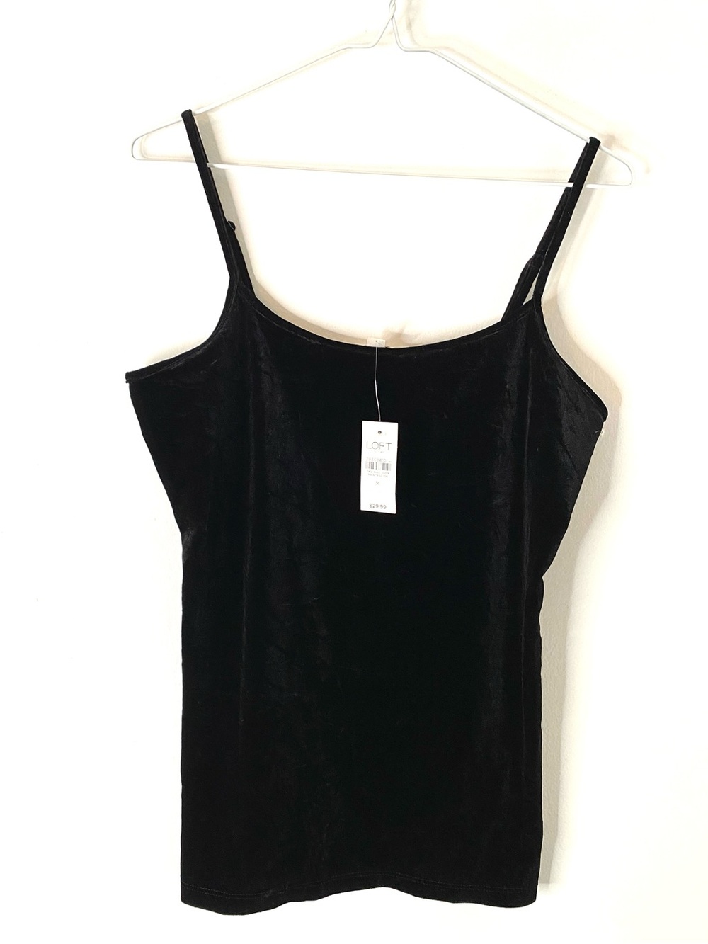 LOFT NWT Black Velvet Cami Tank Top Adjustable Straps Holiday Party